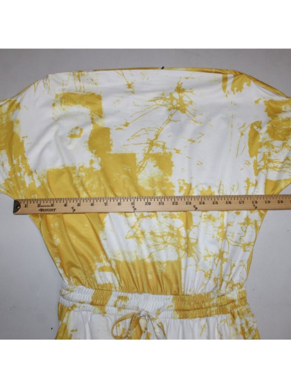Dress Day Jumpsuit $43 Sz M Yellow White Short Sleeve Poly Jumpsuit - Picture 10 of 14